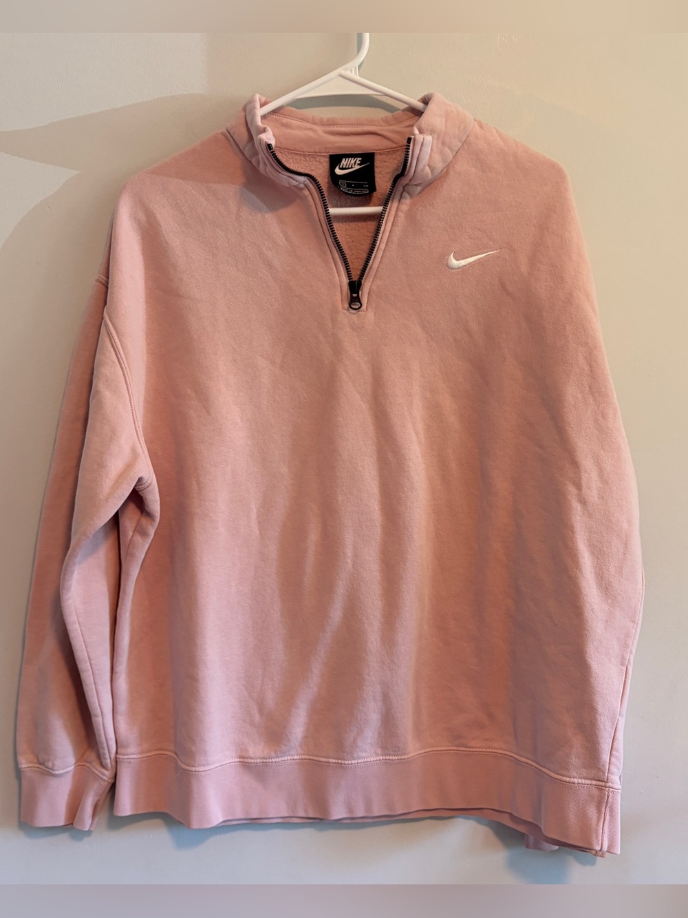 Nike Oversized Small Pastel Pink Half-Zip Sweatshirt